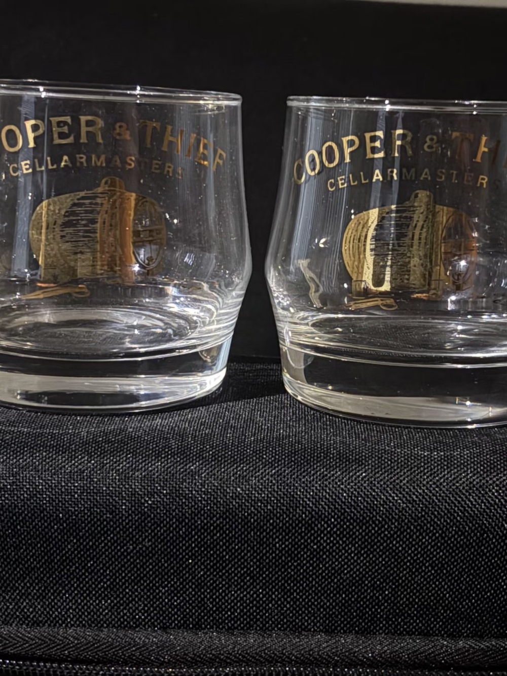 Gold-Accented Clear Whiskey Tumblers - Set of 2